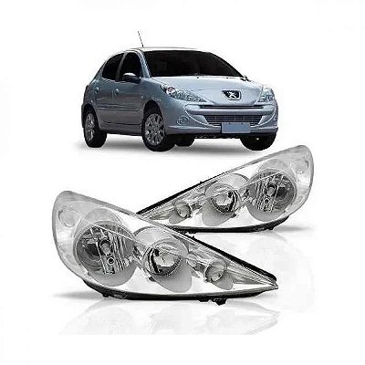Farol 207 peugeot de 2009 a 2015 lado direito cromado manual