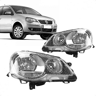 Farol polo volkswagen de 2007 a 2011 lado direito cromado manual