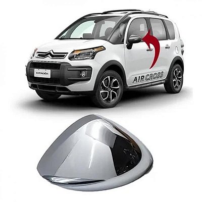 Capa de retrovisor externo aircross citroën de 2011 a 2015 lado esquerdo cromado