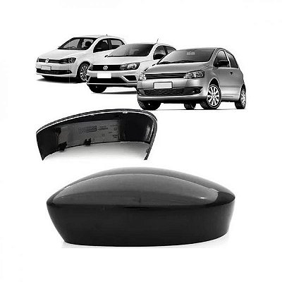 Capa de retrovisor externo gol volkswagen de 2013 a 2023 lado esquerdo preto sem furo gerações seis, sete e oito