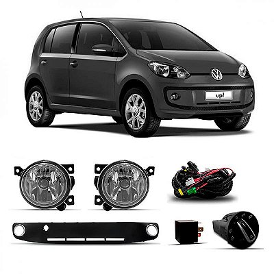 Kit farol auxiliar up volkswagen de 2014 a 2016 com grade sem aro cromado