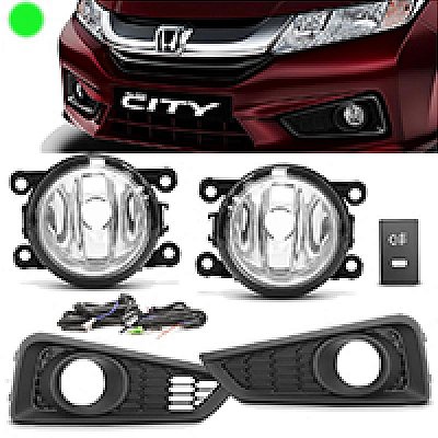 Kit farol auxiliar city honda de 2014 a 2017 com grade e aro preto
