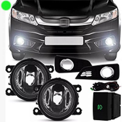 Kit farol auxiliar city honda de 2014 a 2017 com grade e aro cromado