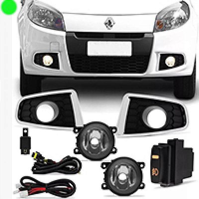 Kit de farol auxiliar sandero renault de 2012 a 2014 com grade e moldura inferior do para choque cromada