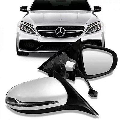 Retrovisor c180 e c200 mercedes benz de 2015 a 2018 lado direito externo com pisca luz de cortesia rebatimento e aquecimento