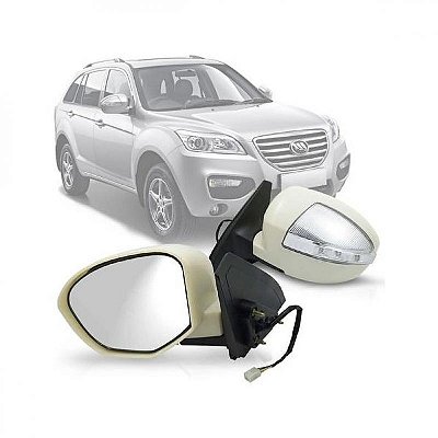 Retrovisor x60 lifan de 2013 a 2016 lado direito externo elétrico com pisca e capa para pintura