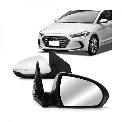 Retrovisor externo elantra hyundai de 2017 a 2018 lado esquerdo elétrico com pisca e capa lisa
