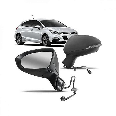 Retrovisor externo cruze chevrolet de 2017 a 2024 lado direito com carcaça preta elétrico com pisca e aquecimento
