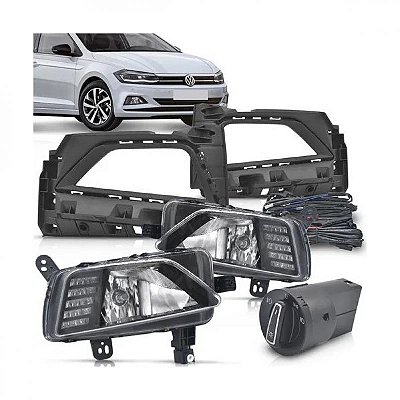Kit farol auxiliar polo volkswagen de 2018 a 2022 LED luz diurna