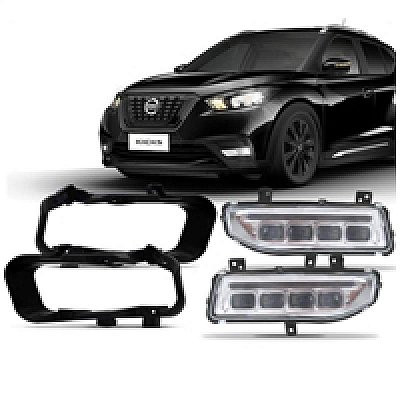 Kit farol auxiliar kicks nissan de 2017 a 2021 LED luz diurna