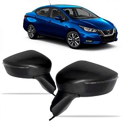 Retrovisor externo versa nissan de 2021 a 2025 lado esquerdo carcaça preta elétrico com pisca