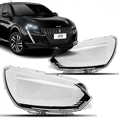 Lente de farol 208 peugeot de 2020 a 2024 lado direito