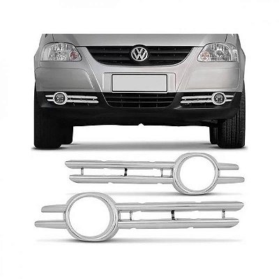 Moldura inferior para choque para farol auxiliar fox volkswagen de 2007 a 2008 cromada par