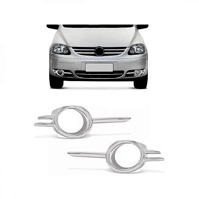 Moldura inferior para choque para farol auxiliar fox volkswagen de 2004 a 2009 cromada par