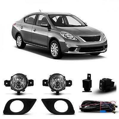 Kit de farol auxiliar versa nissan de 2011 a 2014 com grade