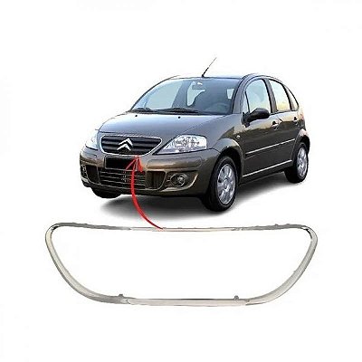 Moldura inferior da grade do para choque c3 citroën de 2009 a 2012 dianteira cromada