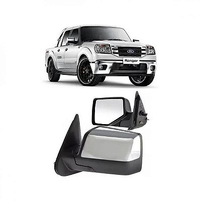 Retrovisor externo ranger ford de 2010 a 2012 lado esquerdo cromado manual