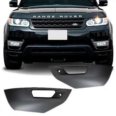 Moldura inferior do para choque range rover land rover de 2014 a 2018 dianteira lado esquerdo com friso cromado e furo para sensor versão sport