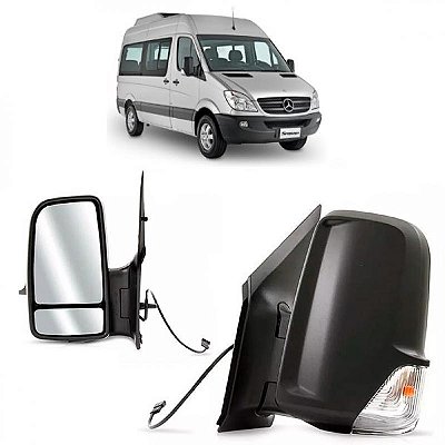 Retrovisor externo sprinter mercedes benz de 2012 a 2016 lado esquerdo fixo elétrico com aquecimento com braço longo e fio longo
