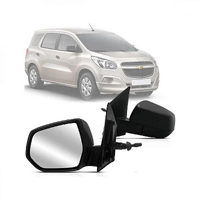 Retrovisor externo spin chevrolet de 2012 a 2024 lado esquerdo com controle manual e capa texturizada sem pisca