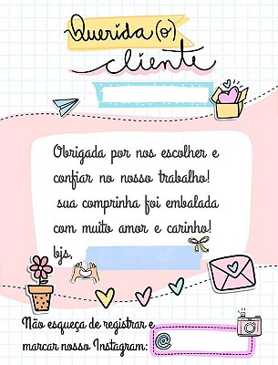 Cartão de Agradecimento 9,5x7 "Querido cliente"