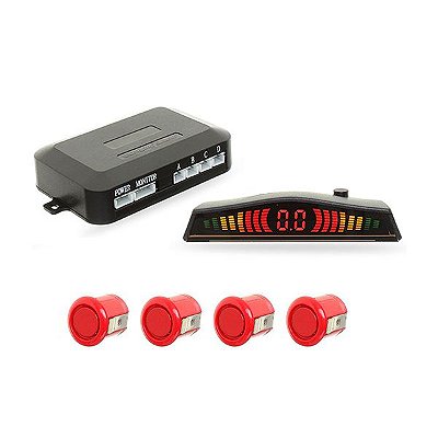Sensor de Estacionamento 4 Pontos Vermelho com Display LED Colorido