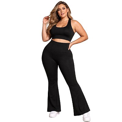 Calça Flare Plus Size Modeladora em Suplex de Poliamida