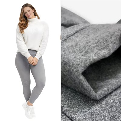 Calça Legging Peluciada Suplex Flanelado Cinza Mescla