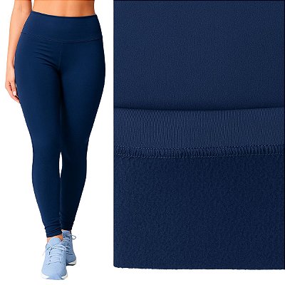 Calça Legging Peluciada Suplex Flanelado Azul Marinho