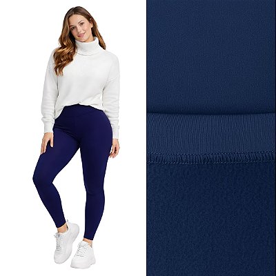 Calça Legging Peluciada Suplex Flanelado Azul Marinho