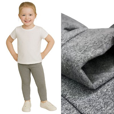 Calça legging Infantil Flanelada suplex Peluciado Cinza Mescla