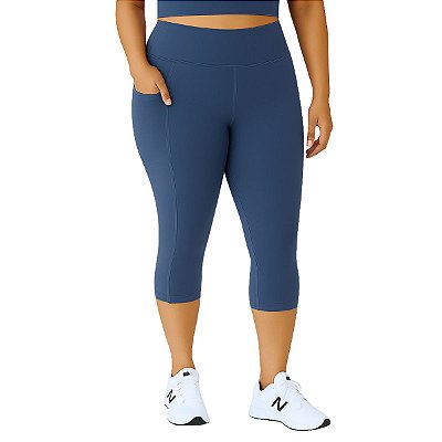 Calça Corsário Plus Size c/ Bolso em Suplex De Poliamida Azul Petróleo