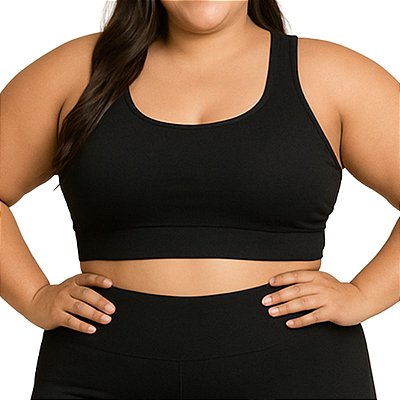 Top Nadador Plus Size Suplex Poliamida Preto