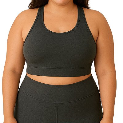 Top Nadador Plus Size Suplex Poliamida Cinza Chumbo