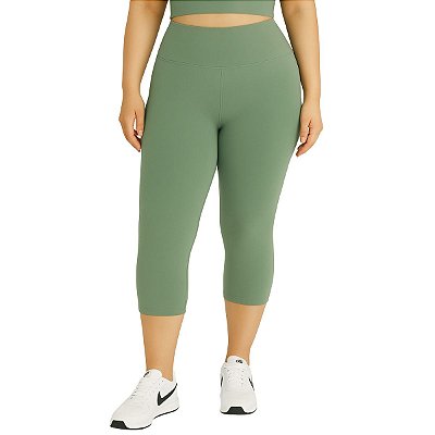 Calça Corsário Fitness Plus Size Verde Malva