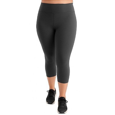 Calça Corsário Fitness Plus Size Cinza Chumbo
