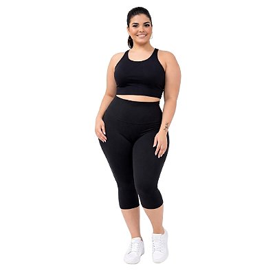 Calça Corsário Modeladora Plus Size Tamanhos Especiais Cós 20cm Poliamida Power
