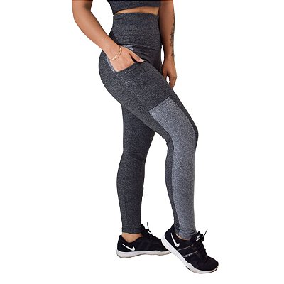 Calça Legging Cinza Mescla com Bolso