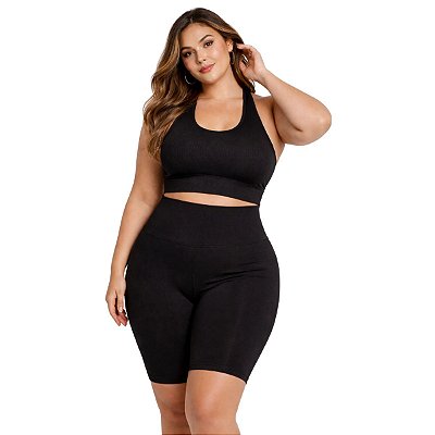 Bermuda Fitness Feminina Plus Size Cós 15cm Poliamida Power