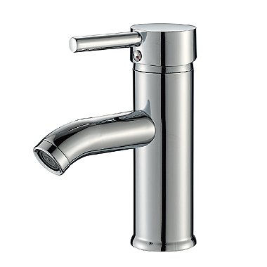 Torneira Misturador Monocomando Aço Inox  Redonda Baixa para Cuba Banheiro