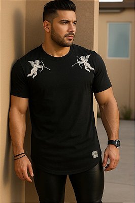 Camiseta Masculina Long Line Preta