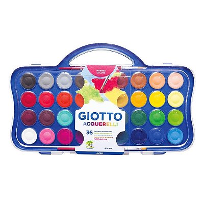 Kit Pastilha Aquarela Giotto 36 Cores Mini + 2 Pinceis