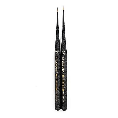 Kit 2 Pincéis Keramik Mini Brush 303 Monograma Tam 20/0 30/0 Nail Art