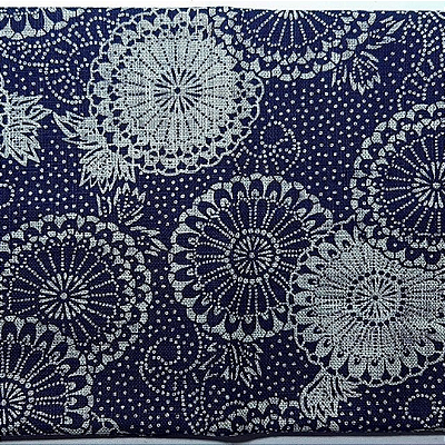 Flower in Circle. Tec.Alg.Encorpado Japonês Trad.Navy. (50x110cm). JV0032C