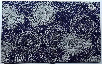 Flower in Circle. Tec.Alg.Encorpado Japonês Trad.Navy. (50x110cm). JV0032C
