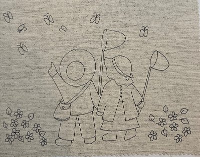 Butterfly Girl. Risco Bordado. Tec.Linho Nac.