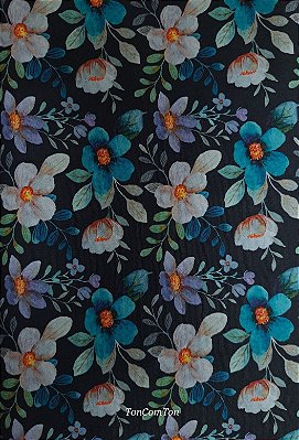 Flor Azul F290.Tec.Dig.100%Alg. (49x70cm)