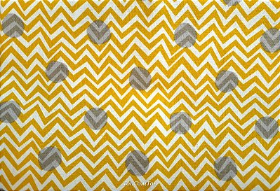 GrayBall in YellowChevron. Linho+Alg.Japonês. (50x55cm)
