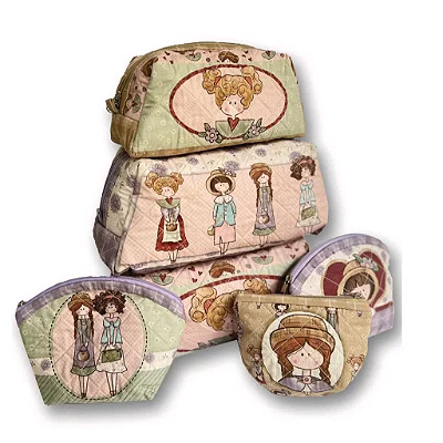 Necessaire Dolls - Painel Tricoline Digital - Fuxicos e Fricotes DIY