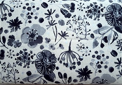 SilverB/W.Flower.Alg+Linho.Japon. 50x110cm